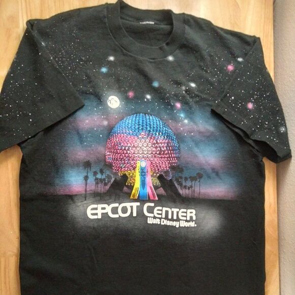 Vintage 90s Single Stitch Epcot Center  Walt Disney Night Sky Stars AOP T-Shirt - Picture 1 of 7